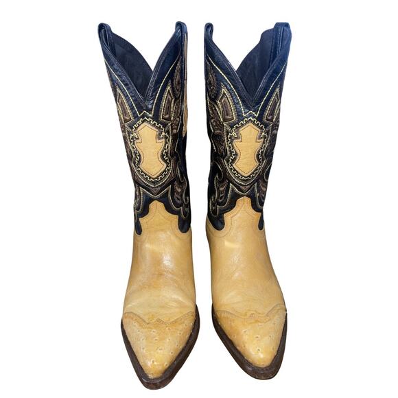 El General Western Cowboy Leather Boots Two Toned Embroidered Shaft Size 8 Rodeo main image 7